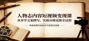 人物志内容短视频变现课：从零学文案撰写，实操音频克隆全过程-网创资源