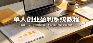 单人创业盈利系统教程：多种一人公司赚钱模式，AI赋能低成本复利赚钱-网创资源