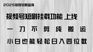 （14310期）微信视频号短剧剧本初始化新功能上线，一刀不剪纯运送，新手都可以轻松日入四位数-网创资源