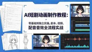 （18351期）AI短剧动画制作教程：零基础到独立实操，剧本、视频、配音音效全流程实战-网创资源