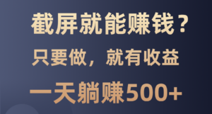 （13767期）截屏就能赚钱？0门槛，只要做，100%有收益的一个项目，一天躺赚500+-网创资源