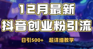 最新公开：12月份抖音日引500+创业粉秘籍-网创资源
