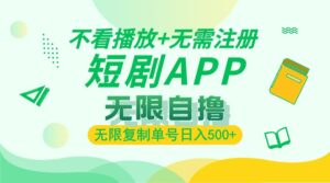 （13442期）2024最新短剧玩法，无需注册，不看播放，无限复制单号轻松日入500+-网创资源