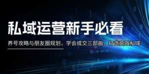 （13416期）私域运营新手必看：养号攻略与朋友圈规划，学会成交三部曲，打造高效私域-网创资源