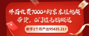 外面收费7000+的京东短视频带货，0门槛无脑搬运，新手1个月产出95435.21?-网创资源