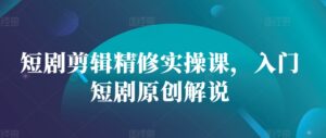 短剧剪辑精修实操课，入门短剧原创解说-网创资源