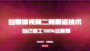 （12995期）详细教你自媒体视频二剪搬运技术，自己加工100%过原创，无脑搬运-网创资源