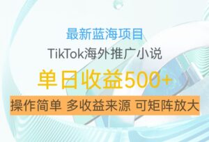 最新蓝海项目，利用tiktok海外推广小说赚钱佣金，简单易学，日入500+，可矩阵放大【揭秘】-网创资源