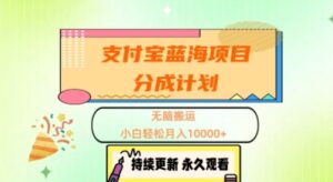 支付宝蓝海项目分成计划，无脑搬运，小白轻松月入1w+-网创资源
