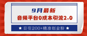 （12583期）9月最新：音频平台0成本引流，日引流200+精准创业粉-网创资源
