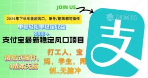（12563期）下半年最新风口项目，支付宝最稳定玩法，0成本无脑操作，最快当天提现…-网创资源