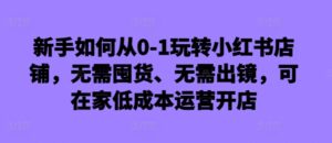 新手如何从0-1玩转小红书店铺，无需囤货、无需出镜，可在家低成本运营开店-网创资源