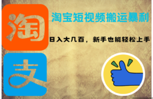 （12449期）淘宝短视频搬运暴利攻略：日入大几百，新手也能轻松上手！-网创资源