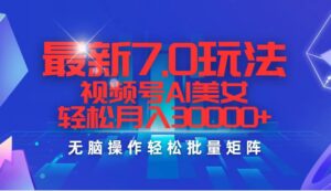 （12358期）最新7.0玩法视频号AI美女，轻松月入30000+-网创资源