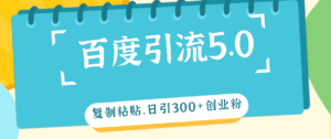 （12331期）百度引流5.0，复制粘贴，日引300+创业粉，加爆你的微信-网创资源