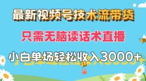 （12318期）最新视频号技术流带货，只需无脑读话术直播，小白单场直播纯收益也能轻…-网创资源