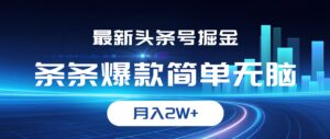 （12302期）最新头条号掘金，条条爆款,简单无脑，月入2W+-网创资源