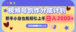 （12158期）视频号创作分成计划  新手小白也能轻松上手 无脑搬运简单操作 日入2000+-网创资源