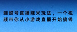 蝴蝶号直播赚米玩法，一个视频带你从小游戏直播开始搞钱-网创资源