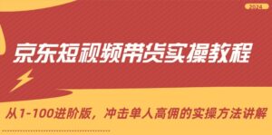 （12061期）京东短视频带货实操教程，从1-100进阶版，冲击单人高佣的实操方法讲解-网创资源