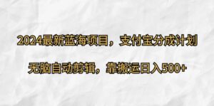 2024最新蓝海项目，支付宝分成计划，无脑自动剪辑，靠搬运日入几张-网创资源