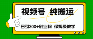 （11827期）微信视频号纯运送日引流方法300 自主创业粉，日入4000-网创资源