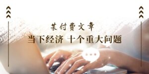 （11707期）某付费文章《当下经济 十个重大问题》覆盖大家最关心的所有金融类话题讨论-网创资源