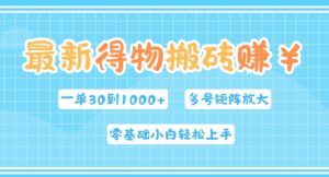 最新得物搬砖，零基础小白轻松上手，一单30—1k+，操作简单，多号矩阵快速放大变现-网创资源
