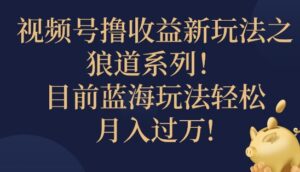 视频号暴力撸收益新玩法之狼道系列，目前蓝海玩法轻松月入过万-网创资源