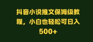 抖音小说推文保姆级教程，小白也轻松可日入500+-网创资源