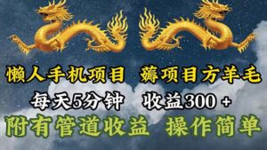 （11600期）懒人神器手机项目，每日5min，每日盈利300 ，多种形式可增加盈利！-网创资源