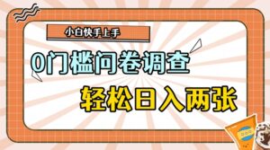 0门槛问卷调查，1分钟上手，轻松日入2张，无脑简单-网创资源