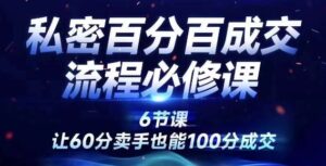 私密百分百成交流程线上训练营，绝对成交，让60分卖手也能100分成交-网创资源