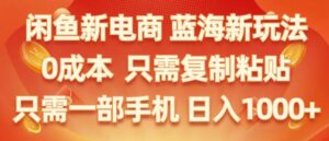 闲鱼新电商蓝海市场，零成本创业，无需投资，仅需简单操作，新手也能迅速掌握-网创资源