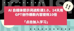 AI自媒体提示词进阶课2.0，14天用 GPT创作爆款内容提效10倍-网创资源