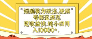 短剧暴力玩法，视频号搬运连怼，见收益快，纯小白月入1w-网创资源