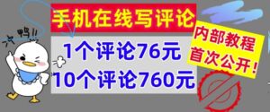 手机在线写评论，1个评论76元，10个评论760元，内部教程，首次公开【干货】-网创资源