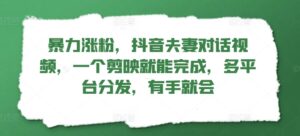 暴力涨粉，抖音夫妻对话视频，一个剪映就能完成，多平台分发，有手就会-网创资源