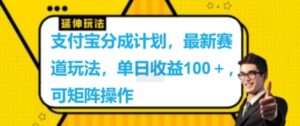 支付宝分成计划，最新赛道玩法，单日收益100+，可矩阵操作-网创资源