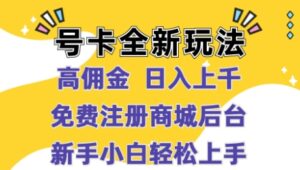 号卡全新玩法来袭，高佣金  日入上千，免费开后台，小白轻松操作-网创资源