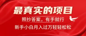 （11362期）最真实的项目，照抄答案，有手就行，新手小白月入过万轻轻松松-网创资源