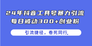（11354期）24年抖音工具号暴力引流，每日被动300+创业粉，创业粉捷径，卷死同行-网创资源