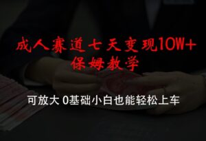 成人赛道七天变现10W+保姆教学，可放大，0基础小白也能轻松上车【揭秘】-网创资源