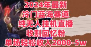 2024年全新小众瀚海跑道，纯没有人挂JI直播间，收种追忆粉，场均收益轻轻松松2000-5w-网创资源
