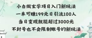 玄学项目入小白入门新玩法一单可赚199元日变现200+不封号不违规-网创资源