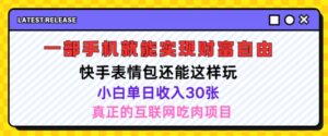 快手表情包新项目还可以这么玩，小白单日也可以躺着赚钱多张，实际操作超级简单-网创资源