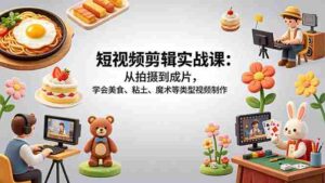 （18375期）短视频剪辑实战课：从拍摄到成片，学会美食、粘土、魔术等类型视频制作-网创资源