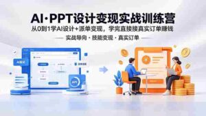 （18458期）AI·PPT设计变现实战训练营，从0到1学AI设计+派单变现，学完直接接真实订单赚钱-网创资源