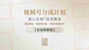 视频号分成计划，暖心定格漫画赛道，爆款频出，变现能力强，可矩阵批量起号【全流程教程】-网创资源