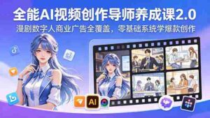 （18505期）全能AI视频创作导师养成课2.0，漫剧数字人商业广告全覆盖，零基础系统学爆款创作-网创资源